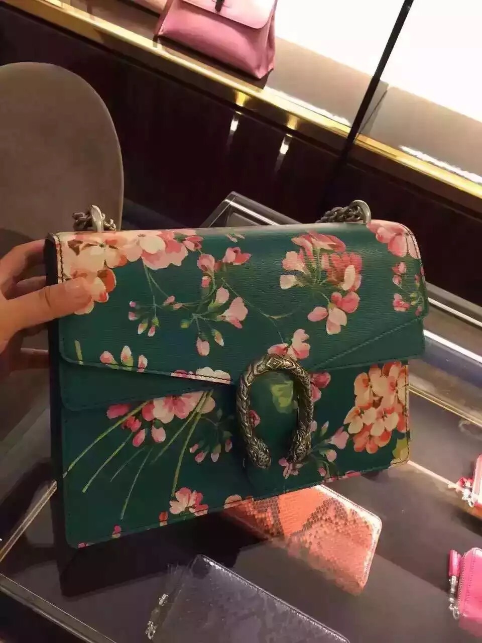 Real Gucci Dionysus Blooms Shoulder Bag 400235 Green